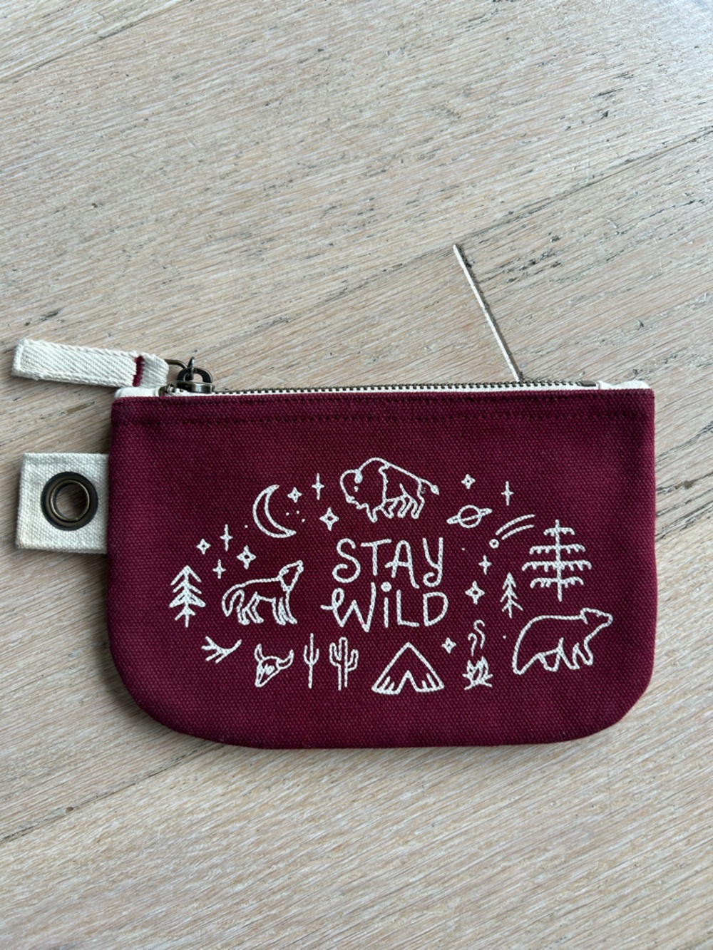 Stay Wild Zipper Pouch Danica Studio 100 Percent Cotton Canvas Wristlet Pouch